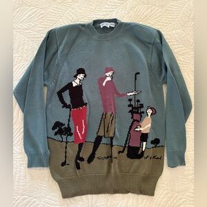 Leon Levin Women’s Vintage Golf Crewneck Sweater